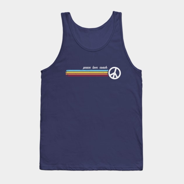 Retro Stripes Peace Love Coach Tank Top by Jitterfly